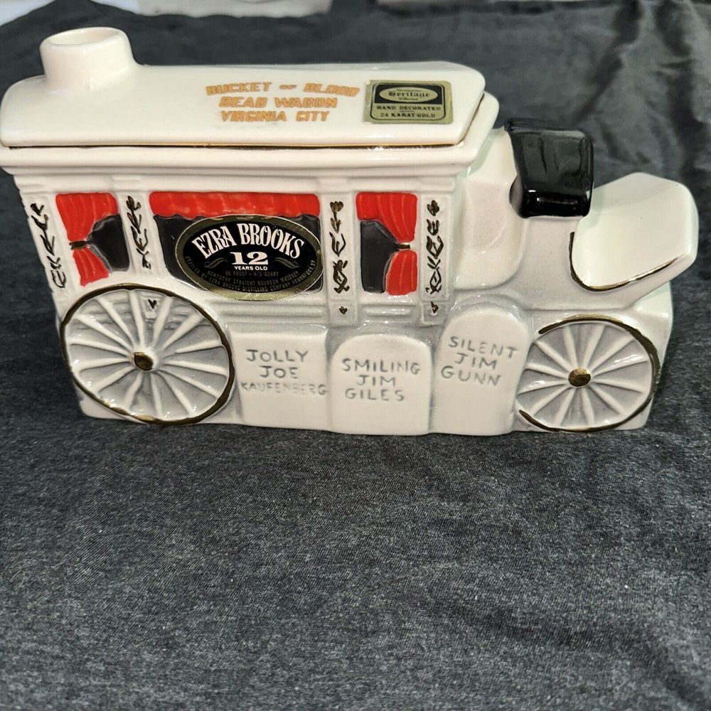 Ezra Brooks Decanter - Bucket of Blood - Dead Wagon - Virgina City - 1970 (read)